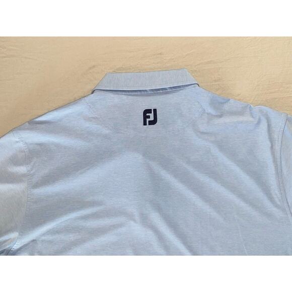 FootJoy Stretch Microfiber Polo Golf Shirt. Heather Blue, Houndstooth Placket XL - Picture 7 of 7